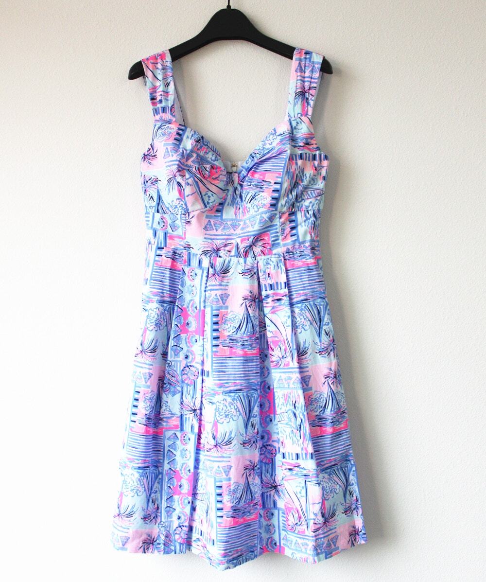 New Lilly Pulitzer Cyndi Dress, Wisper Blue Yeah Buoy, Size 2